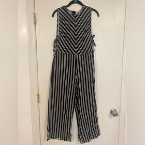 Lucca Couture Black and White Striped Jumpsuit - Size Large